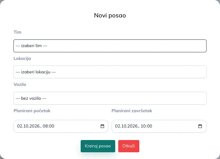 Forma Novi posao